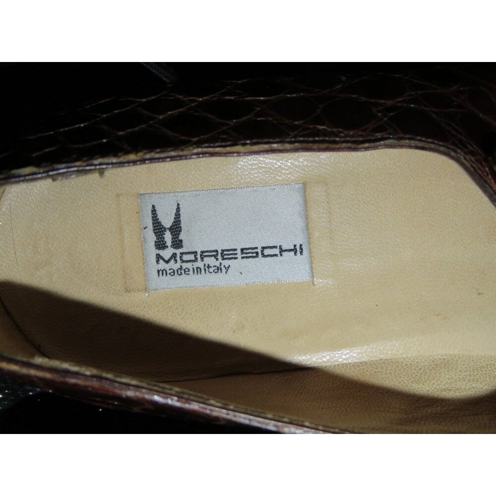 MORESCHI of Italy Genuine Croc Embossed Leather Oxford Loafers Dress Shoes sz 8 - Picture 3 of 9